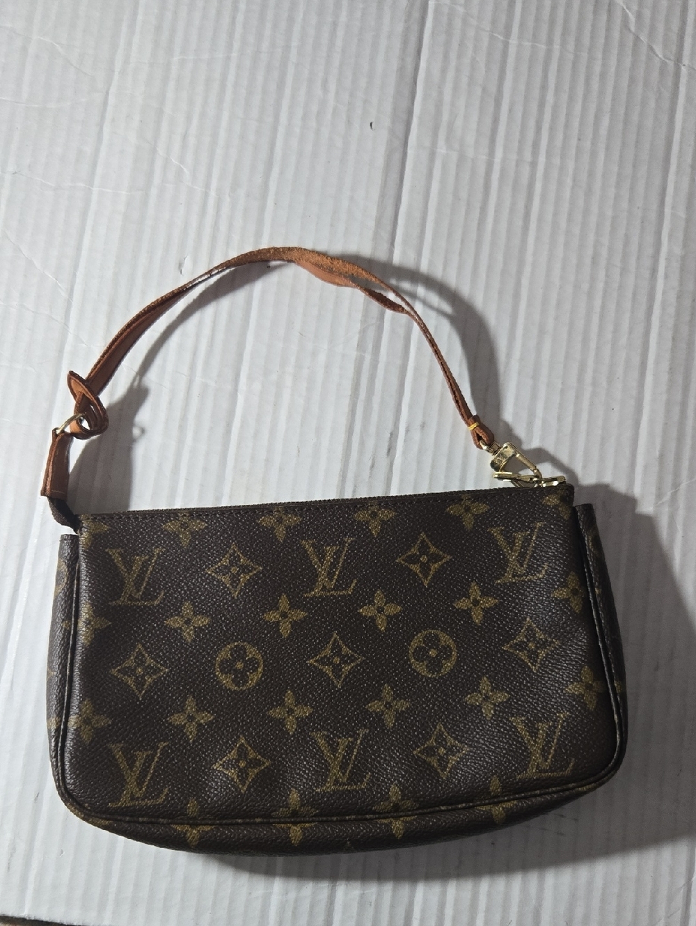 Vintage Louis Vuitton Brown Monogram Canvas Wristlet Clutch